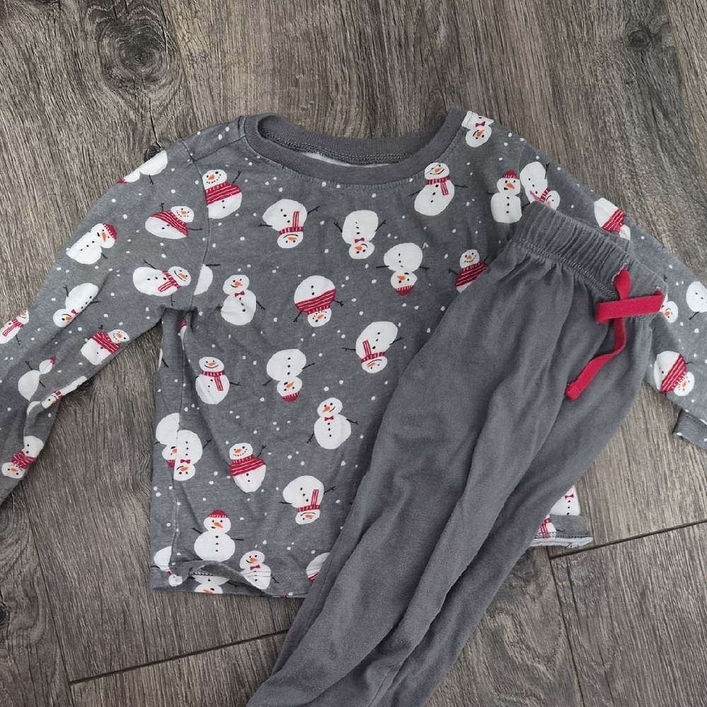Old Navy Snowman Kids Pajama Set - Gray and Red